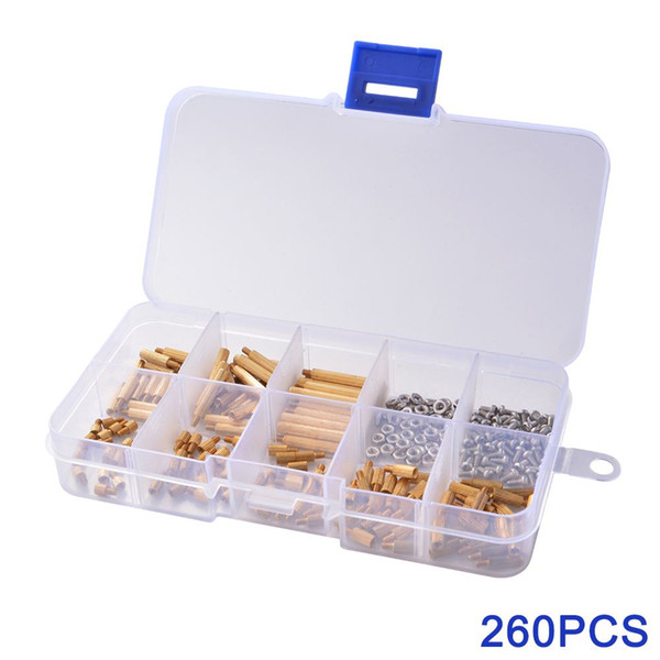 260pcs Brass M2 M-F Threaded Column Standoff Spacer Screw Nut Assortment BI533