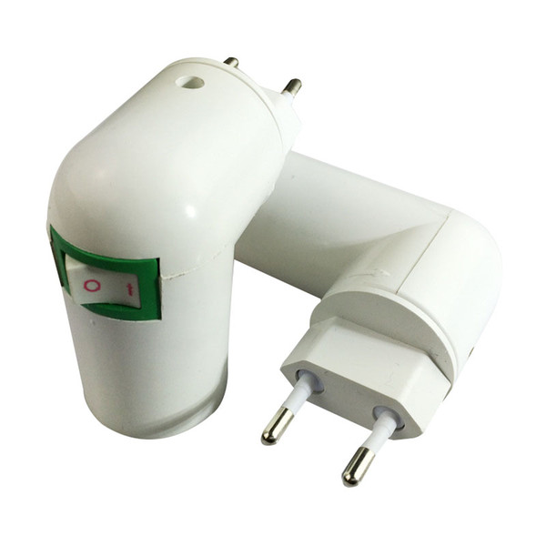 US/EU Plug PBT PP To E27 White Base LED Light Lamp Holder Bulb Adapter Converter Socket To E27