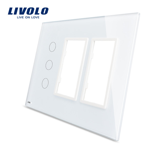 Livolo US standard Luxury White Pearl Crystal Glass,3 Gang & 2 Frame High Yield Glass Panel
