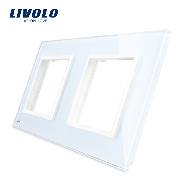Livolo Luxury White Pearl Crystal Glass, EU standard, Double Glass Panel For Wall Switch&Socket, C7-2SR-11 (4 Colors)