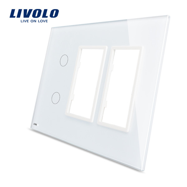 Livolo US standard Luxury White Pearl Crystal Glass,2 Gang & 2 Frame Low Loss Glass Panel