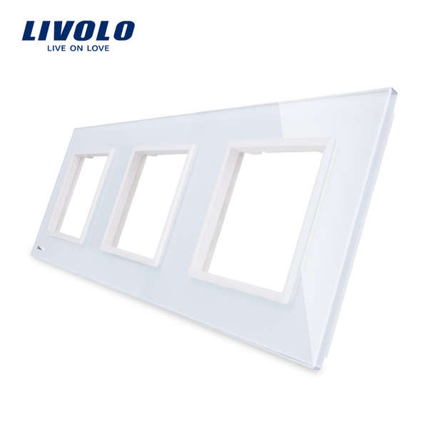 Livolo Luxury White Pearl Crystal Glass,EU standard, Triple Glass Panel For Wall Switch&Socket,C7-3SR-11 (4 Colors)