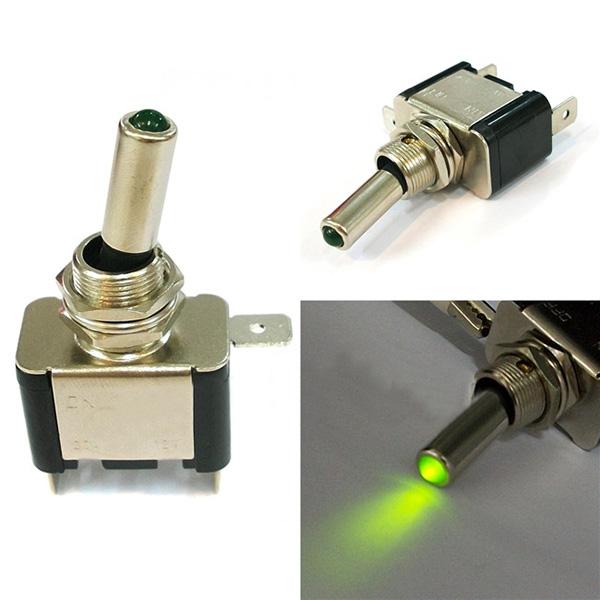 DC 12V 20A Car Auto Cover LED Light Toggle Switch Control On/Off Durable Green Light