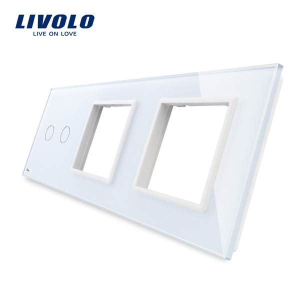 Livolo White Pearl Crystal Glass, 222mm*80mm, EU standard,2Gang &2 Frame Glass Panel, VL-C7-C2/SR/SR-11 (4 Colors)