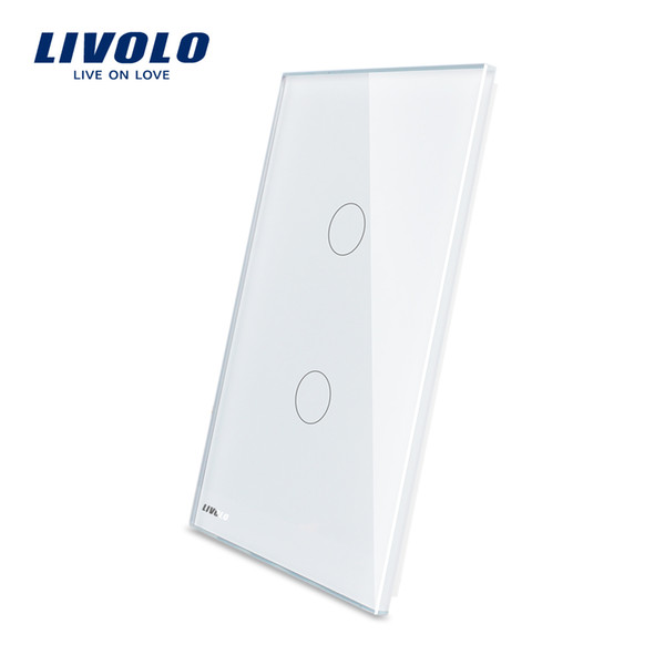 Livolo US standard Luxury White Pearl Crystal Glass,2 Gang Glass Panel ,Sensitive Touch Control Feeling