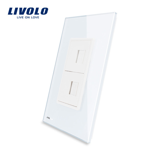 Livolo US/AU Standard Luxurious Telephone & Computer Socket(TEL/COM) With White/Black Pearl Crystal Glass