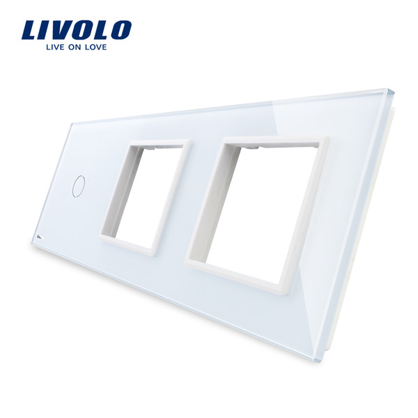 Livolo White Pearl Crystal Glass, 222mm*80mm, EU standard, 1Gang &2 Frame Glass Panel, VL-C7-C1/SR/SR-11 (4 Colors)