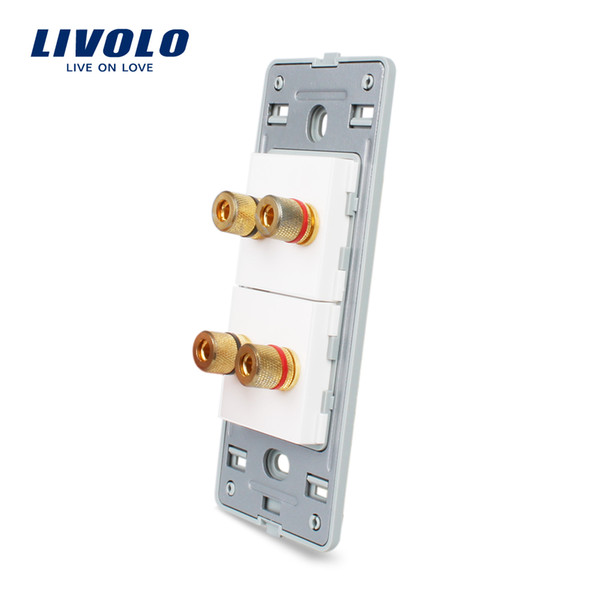 Livolo US Standard DIY Parts Plastic Materials Function Key, 2 Gang Audio Socket Base,Long Lasting