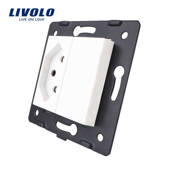 Livolo Socket DIY Parts, White Plastic Materials, EU standard Switzerland Socket Function Key For EU Wall Socket, VL-C7-C1CH-11
