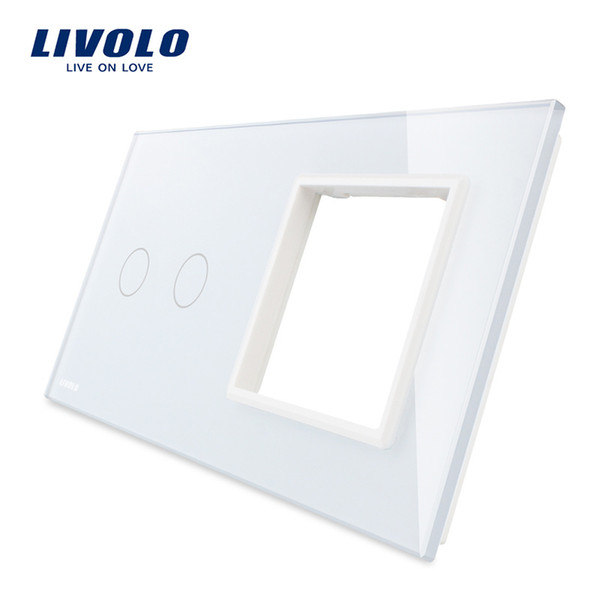 Livolo Luxury White Pearl Crystal Glass, 151mm*80mm, EU standard, 2Gang &1 Frame Glass Panel, VL-C7-C2/SR-11 (4 Colors)