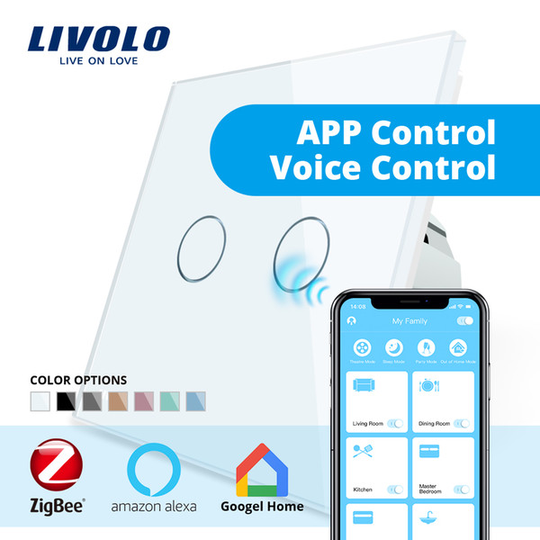 Livolo APP Touch Control Zigbee Switch, WiFi Home Automation Smart Remote Control, Work with Echo, Only work with Livolo gateway