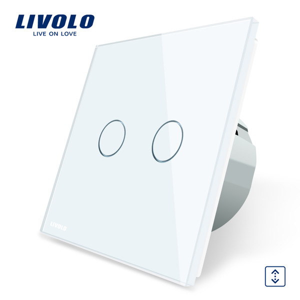 Livolo Luxury W/B/G 4 Color Crystal Glass Panel , EU Standard Touch Control Curtains Switch, AC 220~250V