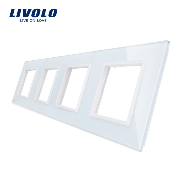 Livolo Luxury White Pearl Crystal Glass,EU standard, Triple Glass Panel For Wall Switch&Socket,C7-4SR-11 (4 Colors)