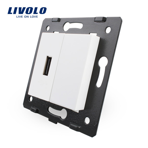 Livolo White Plastic Materials, EU Standard DIY Parts, Function Key For USB Socket,VL-C7-1USB-11 (4 Colors)