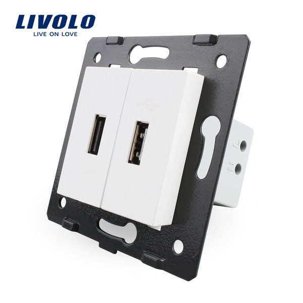 Livolo EU Standard DIY Parts Plastic Materials Function Key,White Color, 2 Gang For USB Socket,VL-C7-2USB-11 (4 Colors)