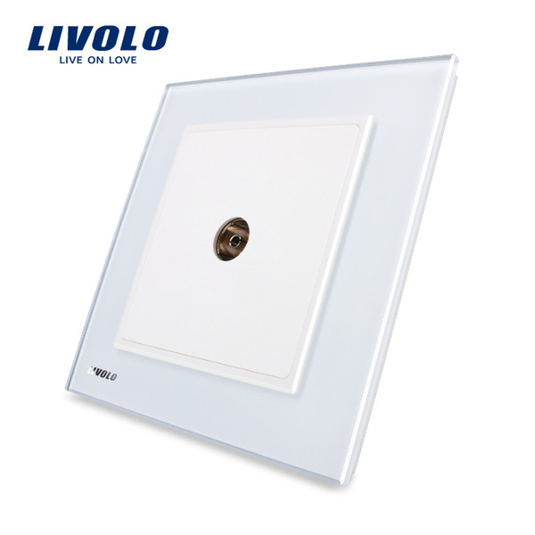 LIVOLO UK standard New Style modern TV Wall socket, Faddish White crystal glass panel, VL-W291V-12/11/13