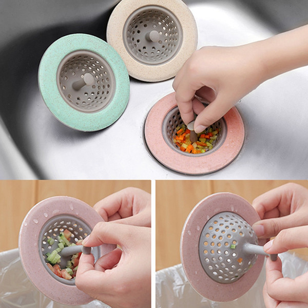 Silicone Wheat Straw Kitchen Sink Strainer Bathroom Shower Drain Sink Drains Hair Filter Sewer Anti-clogging Eco friendly Filter DH0533 T03