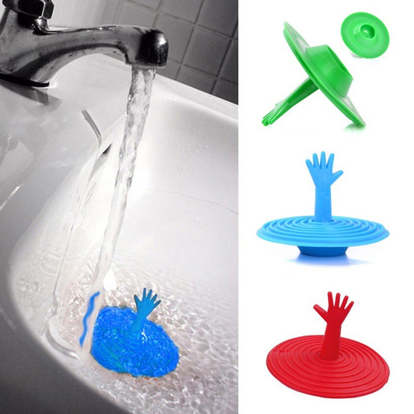 New Creative Lovely Hand Shape Sink Stopper Plug Rubber Sink Bathtub Stopper Colors Random EUB Shipping