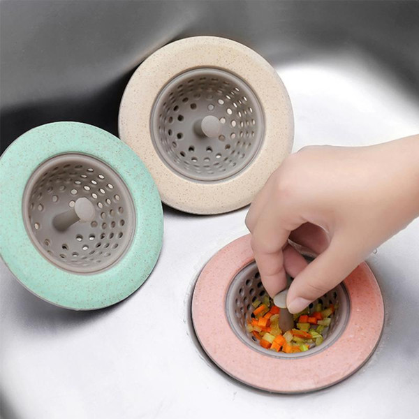 Silicone Wheat Straw Kitchen Sink Strainer Bathroom Shower Drain Sink Drains Cover sink colander Sewer Hair Filter strainer 3pcs/set