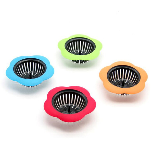 Flower shaped Silicone TPR Kitchen Sink Strainer Bathroom Shower Drain Sink Drains Cover sink colander Sewer Hair Filter 2PCS Hot