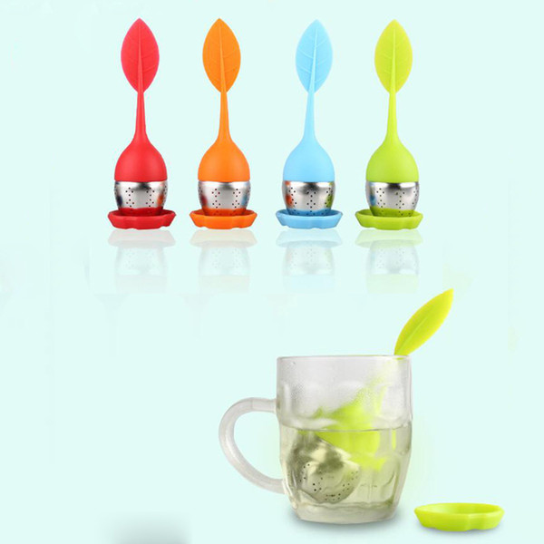 1pc Leaf Shape Tea Strainer Stainless Steel Tea Infuser Silicone Filter Teapot For Loose Leaf Herbal Spice Filter Tools Theezeef