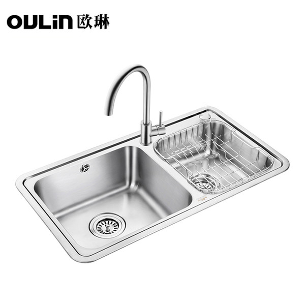 Oulin sus304 stainless steel double channel set (including kitchen faucet)