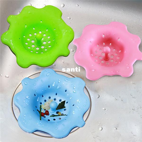 New Arrive Sink drain flower shape silicone sewer drain handle design hair bath floor filter sink strainer kitchen tool