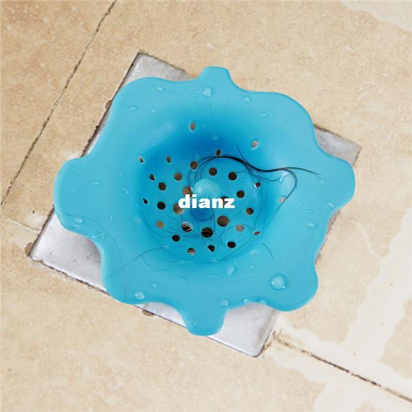 Fashion Hot Sink drain flower shape silicone sewer drain handle design hair bath floor filter sink strainer kitchen tool