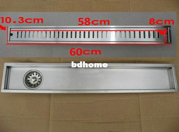 60cm x10cm Large-traffic stainless steel bathroom shower long floor waste floor linear side waste drain bc04