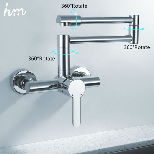 hm Finish Folding Kitchen Faucets Wall Mount Single Handle Chrome Mixer Bar Taps Bathroom Sink Faucet Kitchen Sink Faucets 170305#
