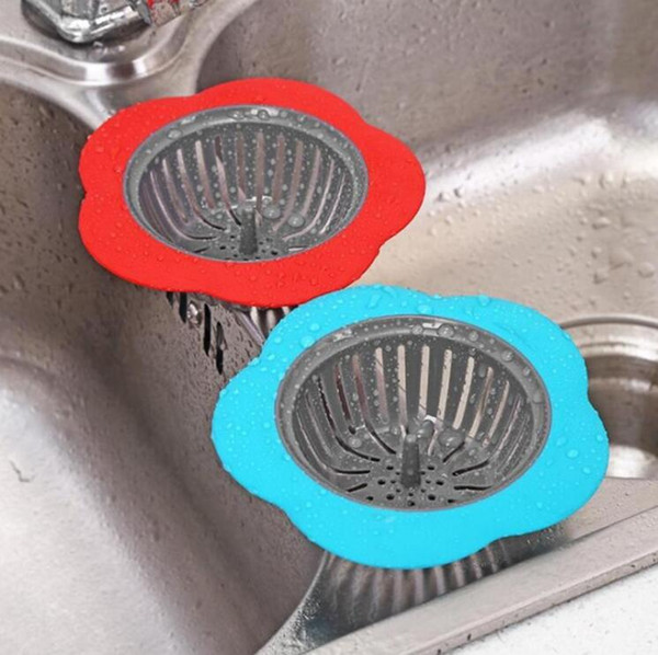 Silicone Sink Strainer Flower Shaped Shower Sink Drains Cover Sink Colander Sewer Hair Filter Kitchen Accessories