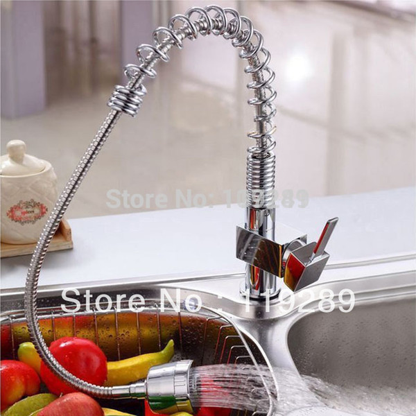 Kitchen Sink tap water faucet with pull out flexible spray brass body chrome plating deck mounted Bar mixer faucet 2013 XK-007g8
