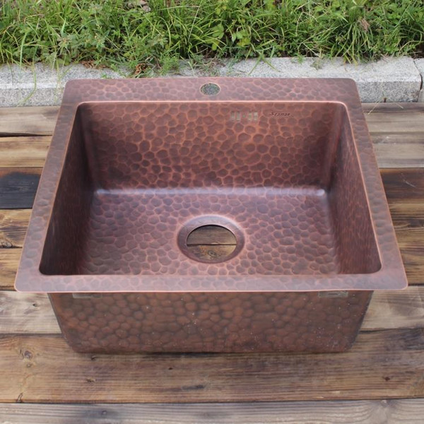 Smooth surface copper bar sink Undermount sink single bowl copper kitchen sink