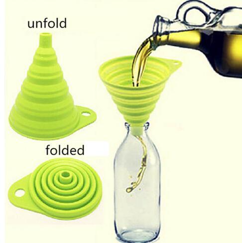 1pc Silicone Foldable Funnel collapsible Colander Funnel Folding Portable Funnels silicone strainer Kitchen ToolAEI-196