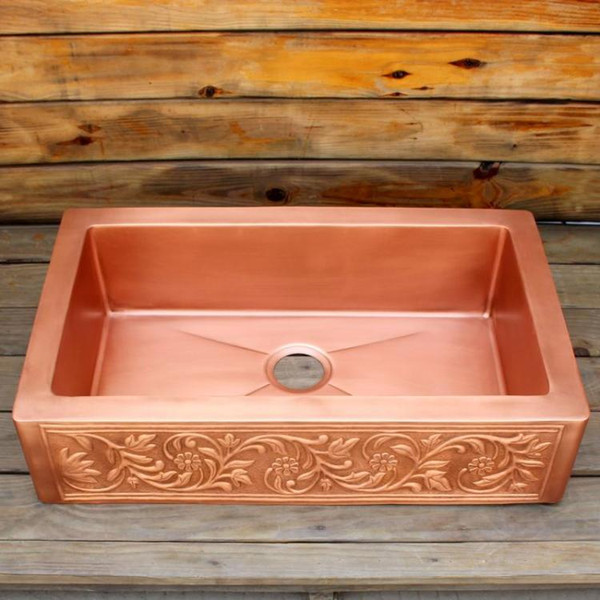 single bowl kithencopper sink Smooth surface copper farmhouse sink Undermount or drop in installation copper kitchen sink