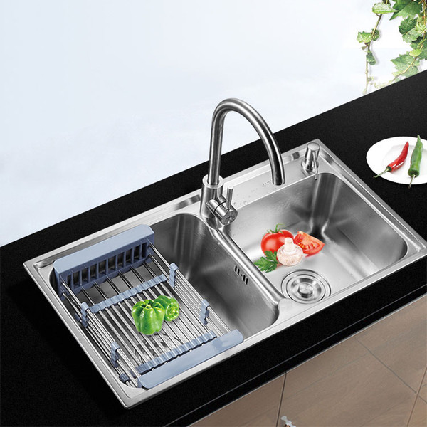 Middle Curved Design Multiple Sizes Stainless Steel Double Bowl Top mount Kitchen Sink