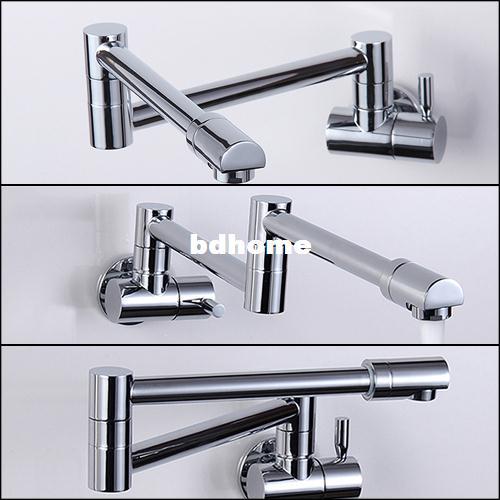 Folding Copper Sink Chrome Wall Mount Kitchen Faucet Kitchen Wall Tap Kitchen Single Cold Taps torneira Kitchen cozinha cocinal
