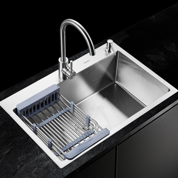 Luxury Multiple Sizes Stainless Steel Single Bowl Top mount Handmade Kitchen Sink