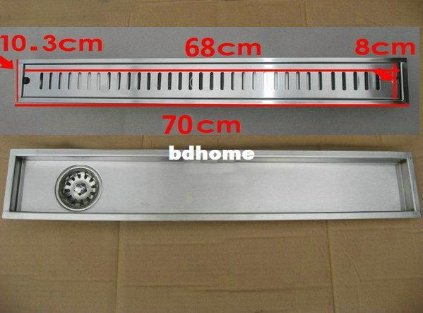 70cm x10cm Large-traffic stainless steel bathroom shower long floor waste floor linear side waste drain bc05