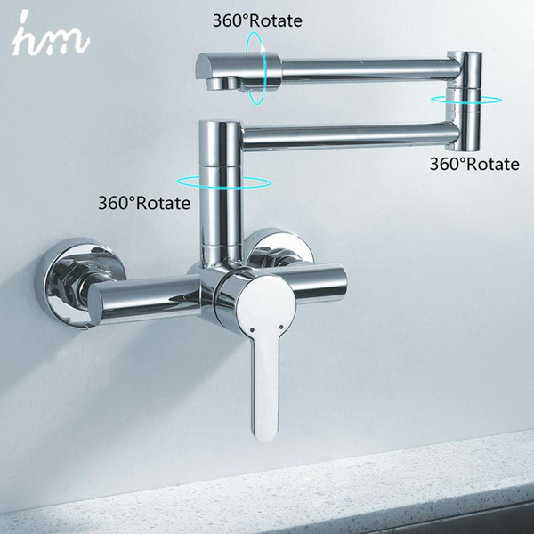 hm Finish Folding Kitchen Faucets Wall Mount Single Handle Chrome Mixer Bar Taps Bathroom Sink Faucet Kitchen Sink Faucets 170305#