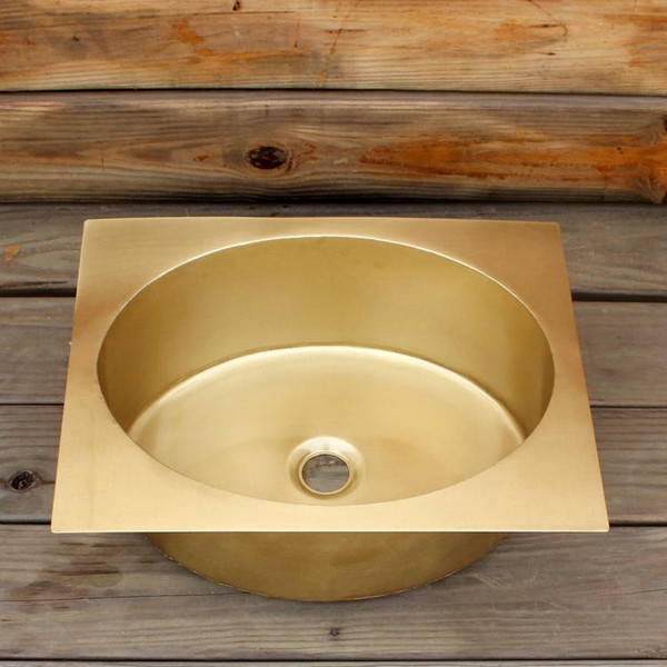 Smooth surface bar sink Brass kitchen sink embedded platform basin circular single-tank dishwasher basin retro Fruit Washer Basin