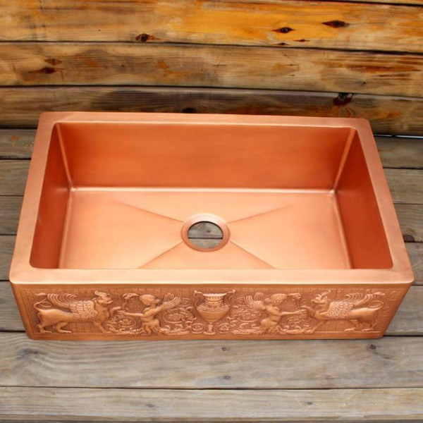 single bowl kithen sink Smooth surface copper farmhouse sink Undermount or drop in installation copper kitchen sink
