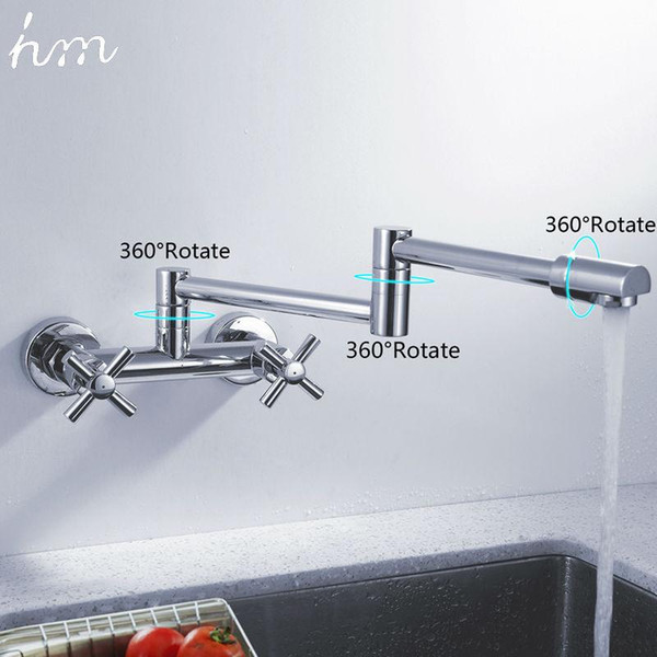 100%Brass Chrome Fold Kitchen Faucet Extension Hot and Cold Water Kitchen Faucets Mixer Tap Sink Folding Bar Sink Faucets hm 170305#