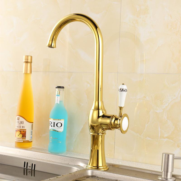 2016 New Arrival High Quality Heavy Solid Brass Single Handle Gold Kitchen Faucet Pull Out Gooseneck Sink Mixer Tap XKX-8004 20170107# 20170