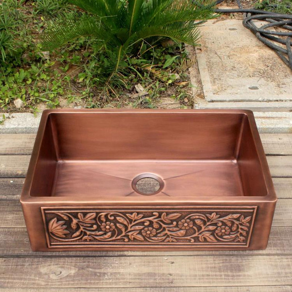 Smooth surface copper farmhouse sink Undermount or drop in installation copper kitchen sink