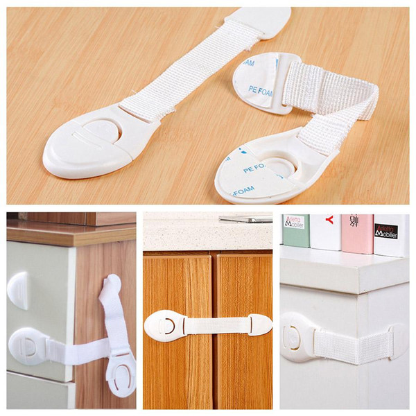 Wholesale Protection Children Drawer Doors Locking Kids Safety Plastic White Refrigerator Door Locks Home Use Child Elastic Lock DH0919