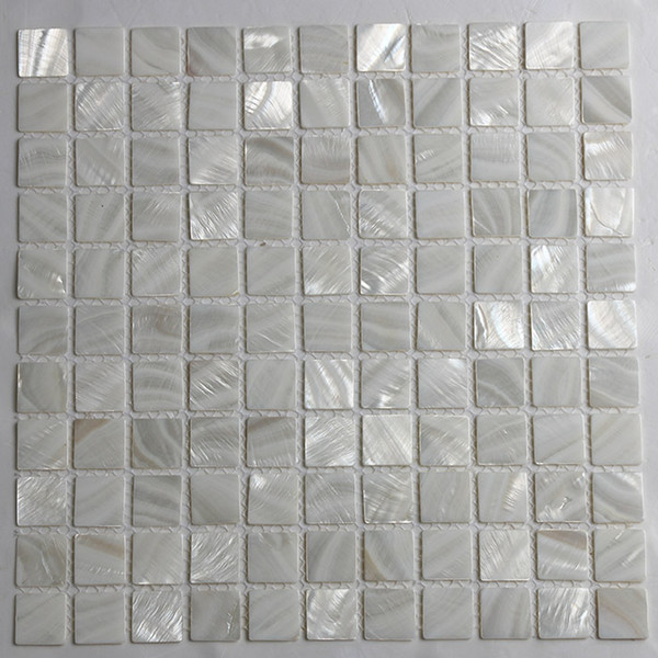 [FREE SHIPPING] White color mother of pearl shell mosaic , 25x25mm for floor/wall used, fresh water shell tile ( MS064)