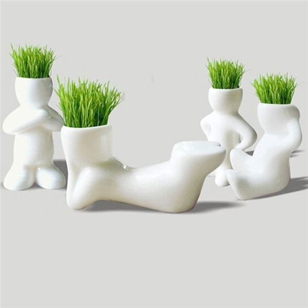 1 Piece Creative DIY Mini Hair man Plant Bonsai Grass Doll Office Fantastic Home Decor pot+seeds Mini Plant Gift