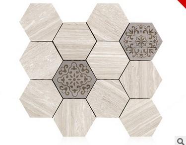 2017 hot sale Marble Mosaic The sitting room TV setting wall Creative hexagonal Mosaic tiles