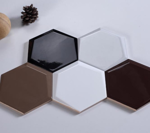 Shiny Non-slip Interior Wall Glazed Hexagonal Tiles